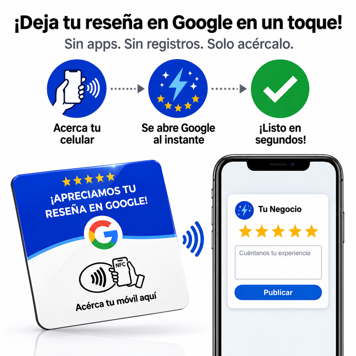 Placa NFC para Reseñas de Google